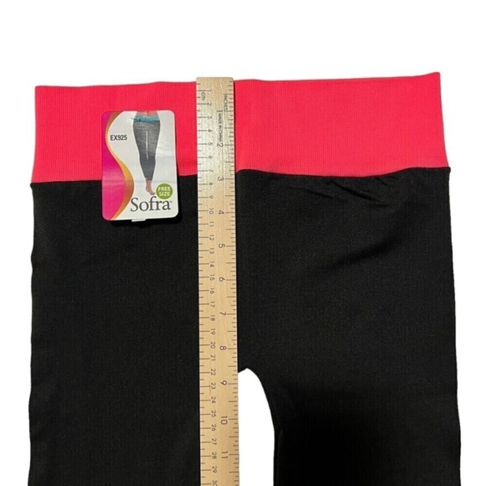 Sofra‎ Leggings - Ladies Stretch Capri Leggings One Size EX925 Hot Pink / Black - Picture 6 of 11